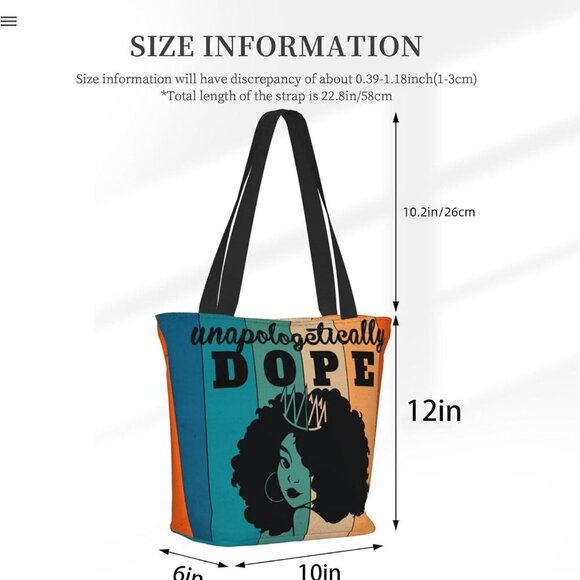 African American Tote Bag Women Polyester Large Stylish Daily Use - Picture 3 of 6